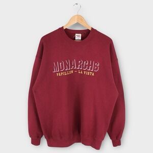 Vintage Papillion-La Vista Monarchs‎ Sweatshirt XL Maroon Nebraska High School